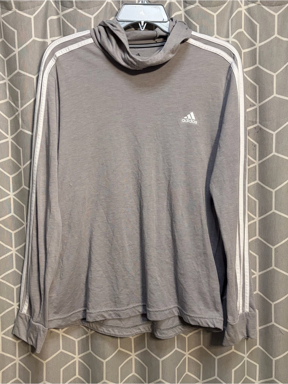 adidas Men's Gray Crewneck Hoodie with White Three-Stripes